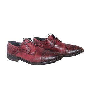Calzoleria Toscana Mens Burgundy Red Soft Leather Wingtip Dress Shoe 43 - $400
